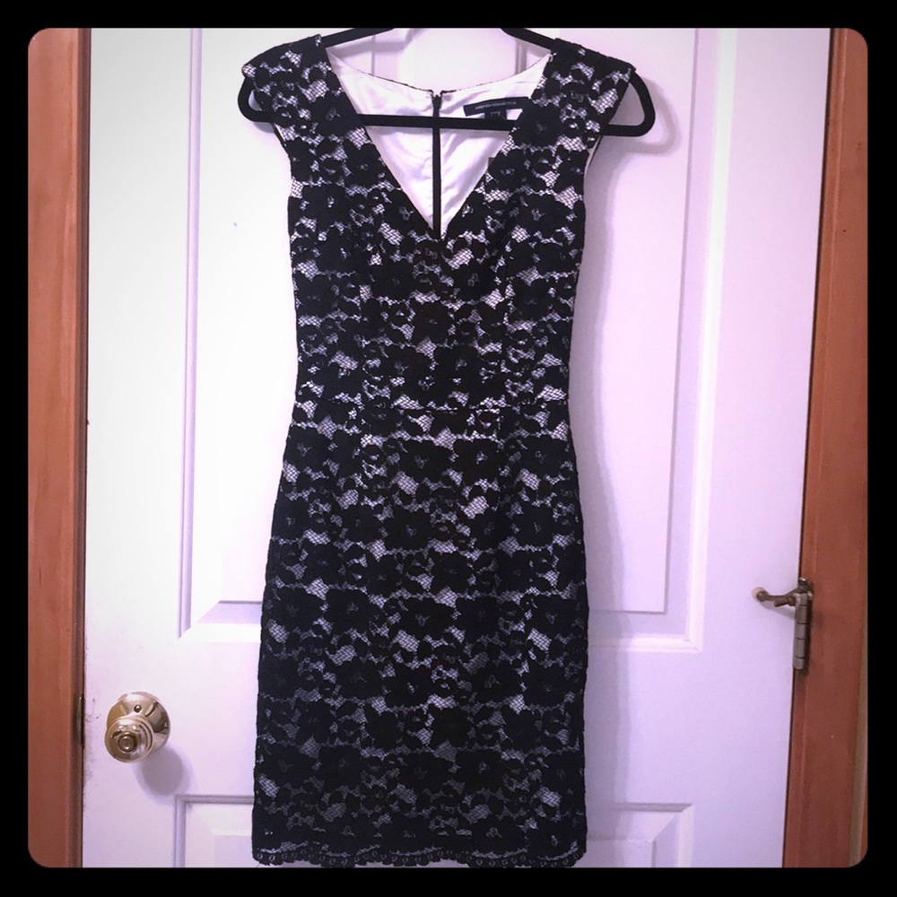 French Connection Woman’s Dress Black Lace Overlay